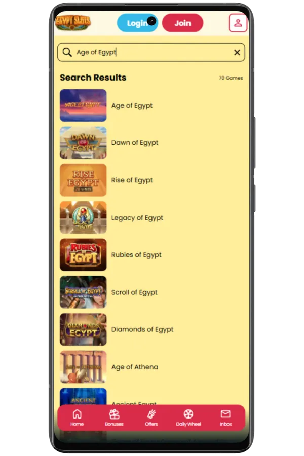 Find the game Egyptian Fortunes