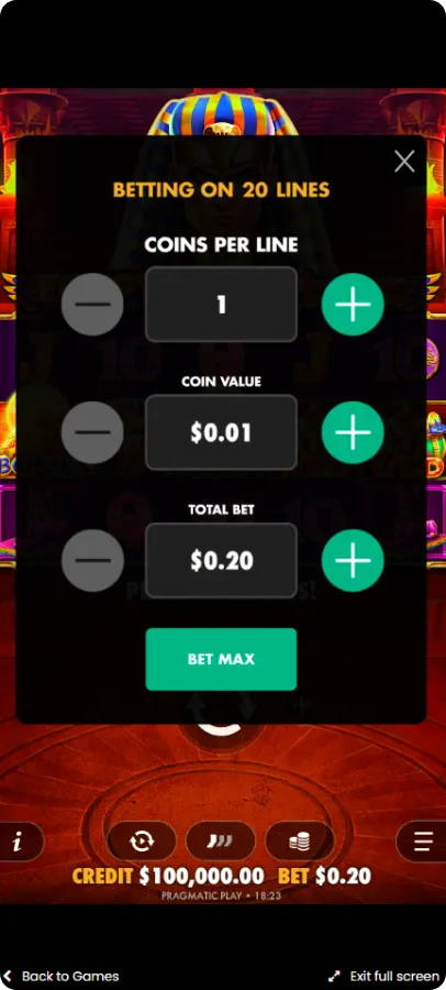 Place a bet on the Egyptian Fortunes