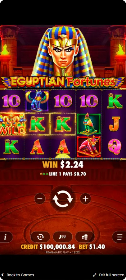 Winning on the Egyptian Fortunes slot